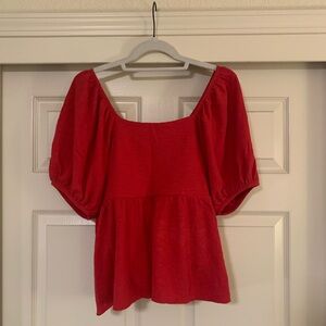 Madewell Red Babydoll Top